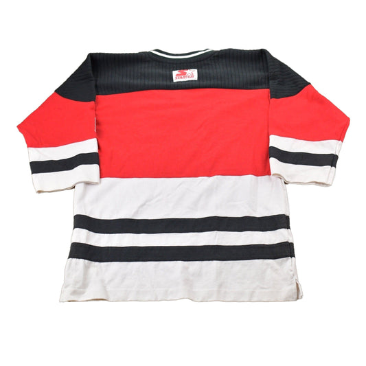 Starter Clothing > Gender Neutral Adult Clothing > Hoodies & Sweatshirts > Sweatshirts Vintage 1980s Starter Chicago Blackhawks NHL Jersey Sweatshirt Men's Small