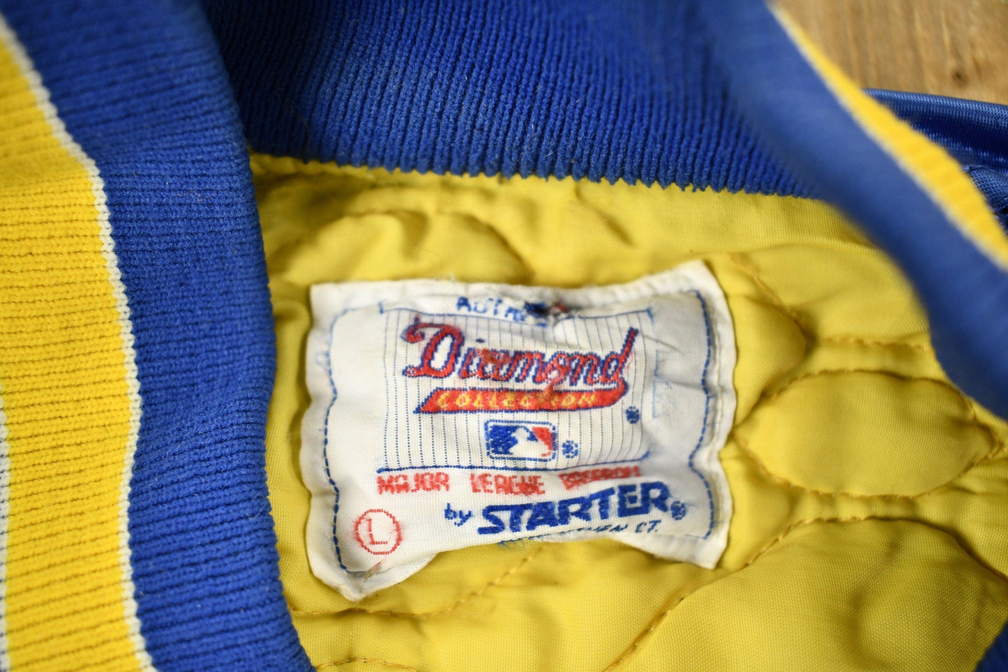 Starter Clothing > Gender Neutral Adult Clothing > Jackets & Coats Vintage 1990s Milwaukee Brewers MLB Starter Diamond Collection Satin Bomber Jacket Men's Large