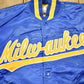 Starter Clothing > Gender Neutral Adult Clothing > Jackets & Coats Vintage 1990s Milwaukee Brewers MLB Starter Diamond Collection Satin Bomber Jacket Men's Large