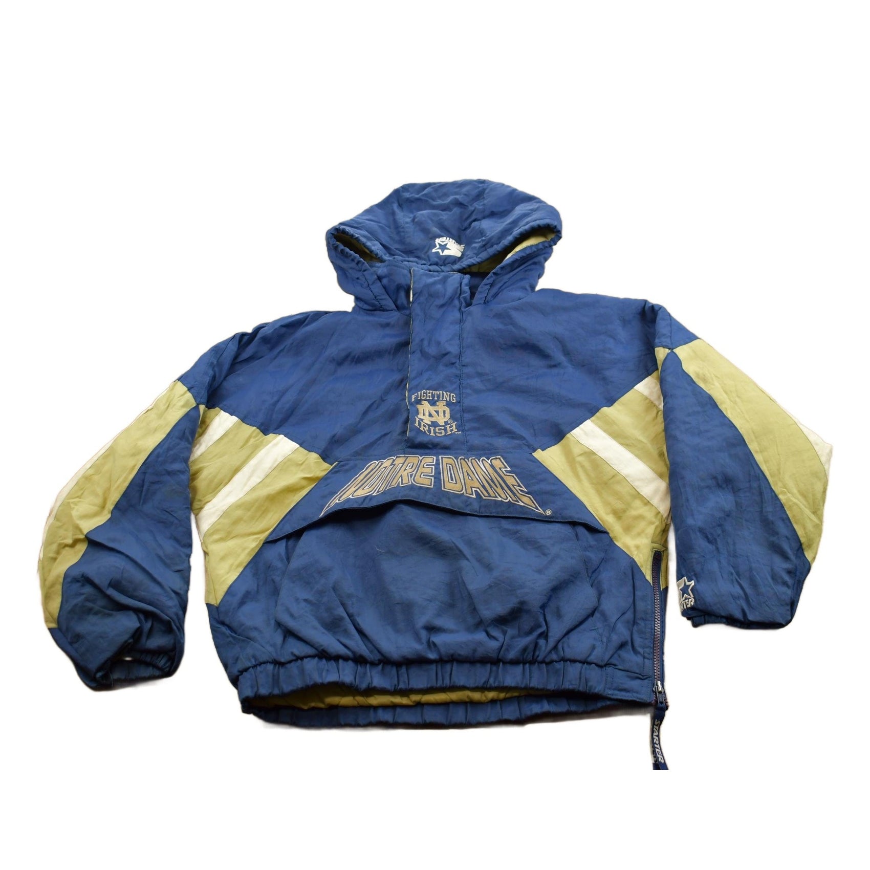 Starter Clothing > Gender Neutral Adult Clothing > Jackets & Coats Vintage 1990s Notre Dame Fighting Irish Starter Quarter Zip Puffer Jacket Men's Medium