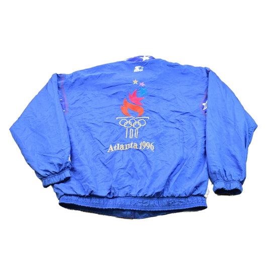 Starter Clothing > Gender Neutral Adult Clothing > Jackets & Coats Vintage 1996 Starter USA Atlanta Olympic All Over Print Windbreaker Jacket Men's XL