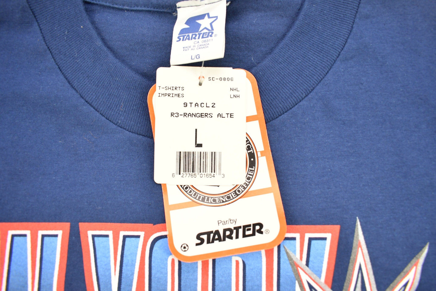 Starter Clothing > Gender Neutral Adult Clothing > Tops & Tees > T Shirts Vintage 1990s Deadstock New York Rangers NHL Starter T-ShirtMen's Large