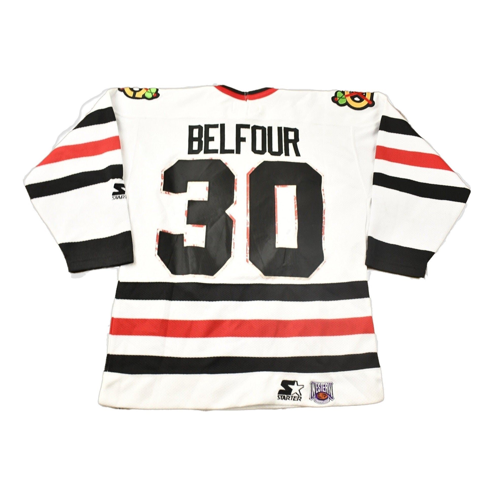 Starter Clothing > Men's Clothing > Sports & Fitness Vintage 1990s Ed Belfour Chicago Blackhawks Deadstock Starter NHL Hockey Jersey Men's Medium