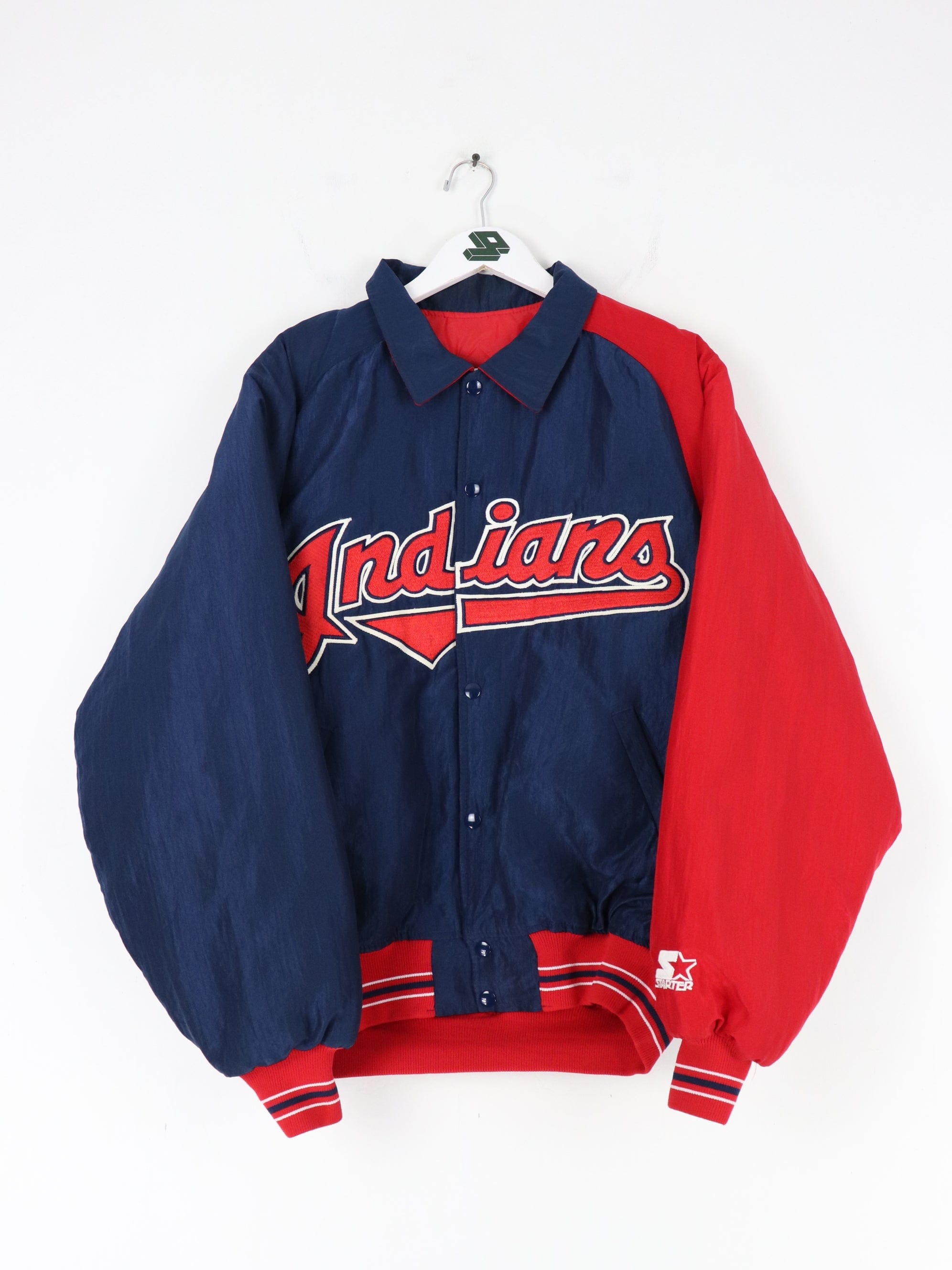 Vintage Cleveland Indians Jacket Mens Large Blue Red Starter MLB Baseb   Proper Vintage