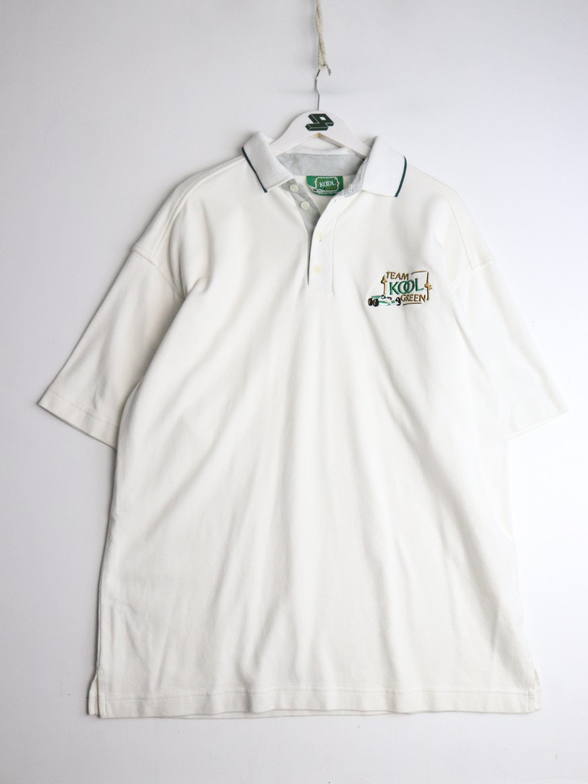 Team Kool Green Polo Shirt Mens XL White from propervintagecanada