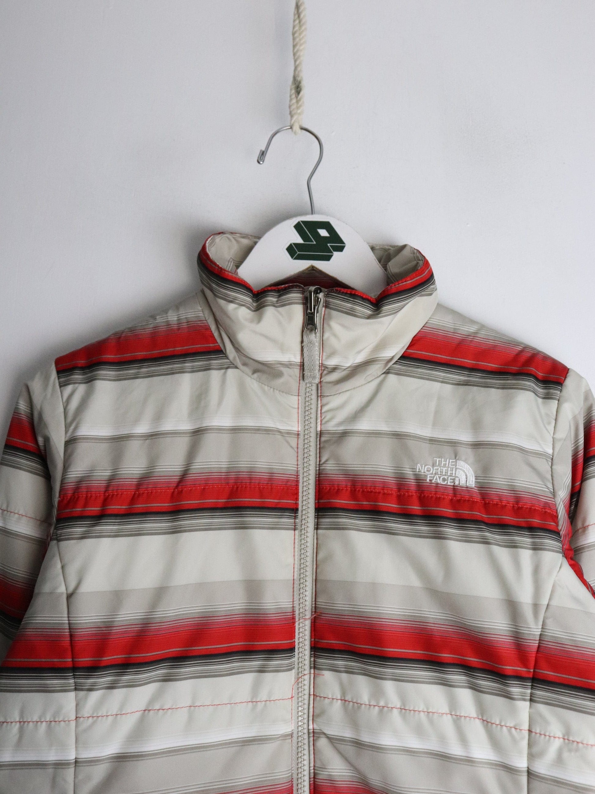 The North Face Jacket Womens Small Grey Striped from propervintagecanada
