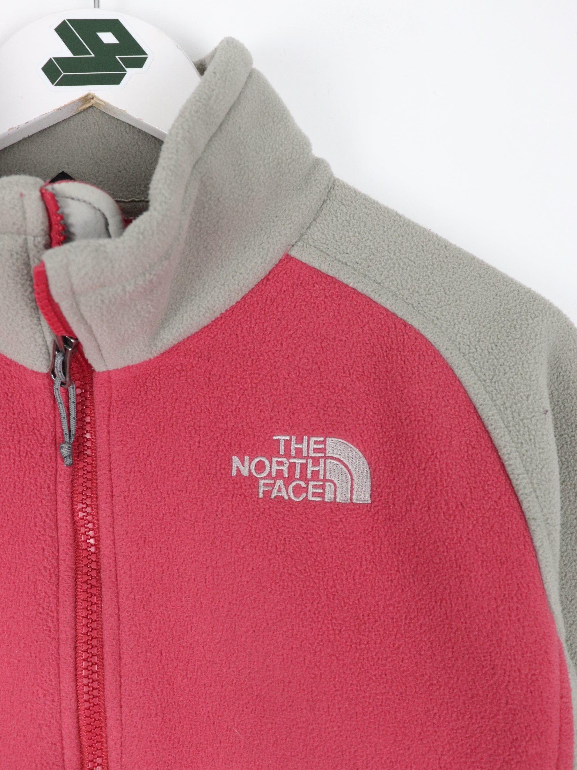 The North Face Sweater Womens Large Red Grey Fleece Full ZIp