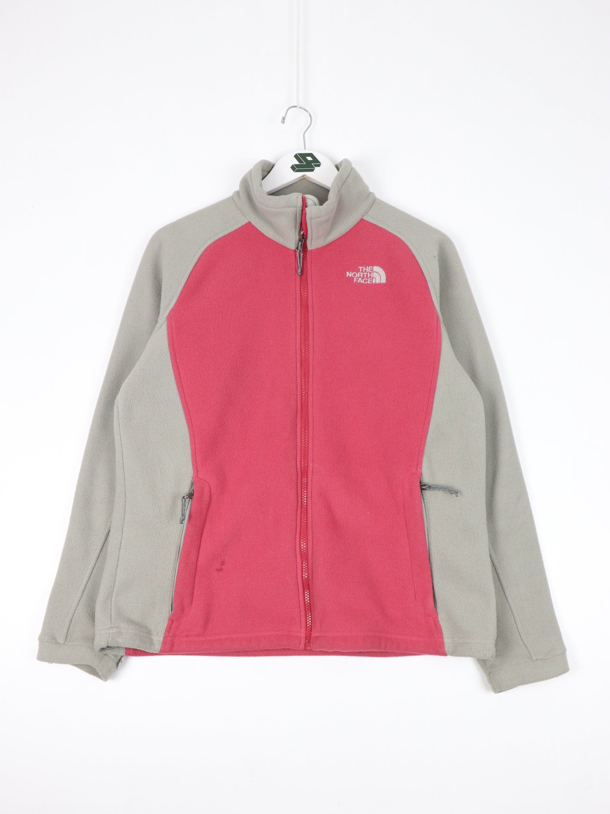 The North Face Sweater Womens Large Red Grey Fleece Full ZIp