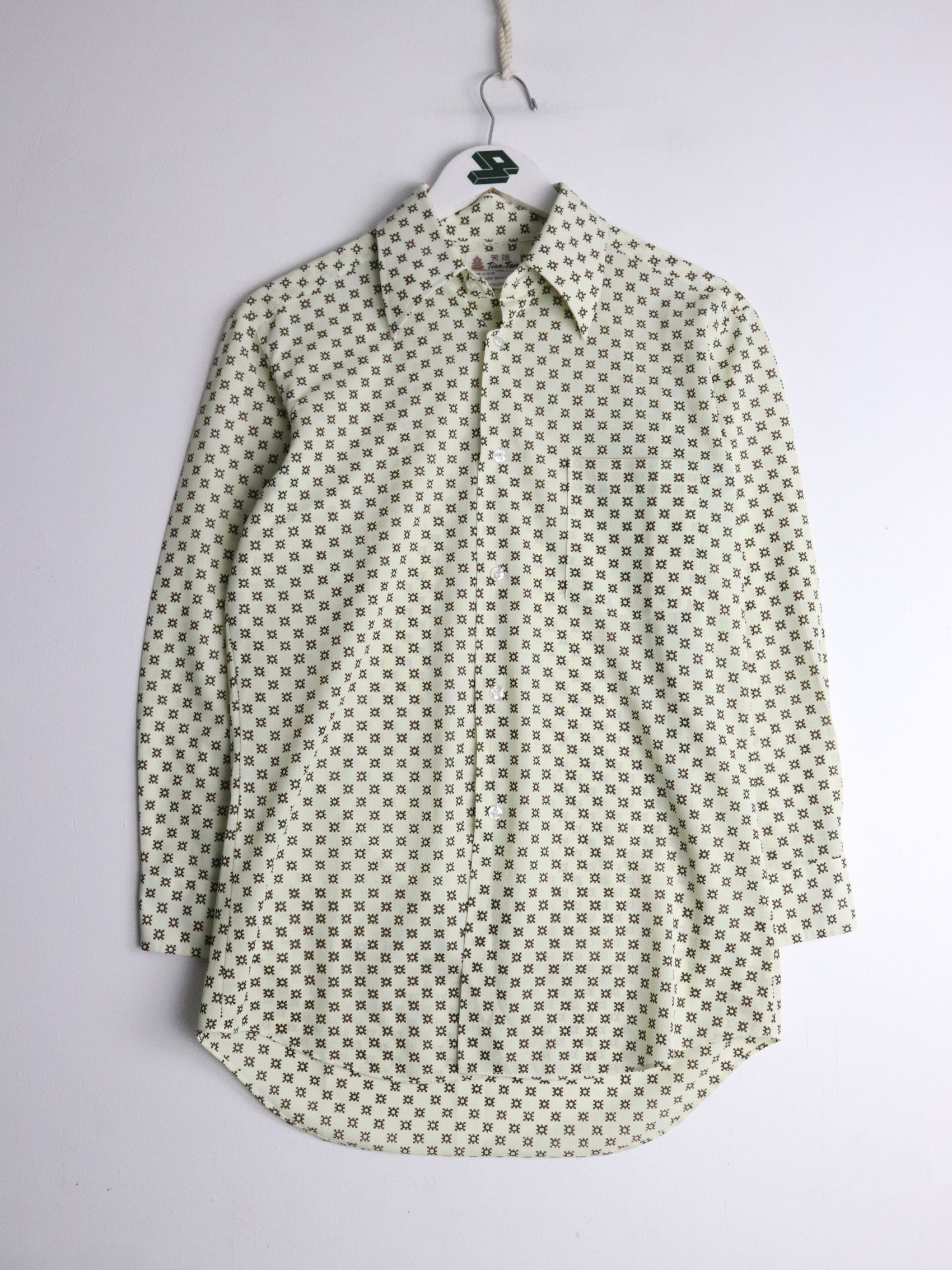 Tien Tan Shirt Womens 15 Small Beige Button Up