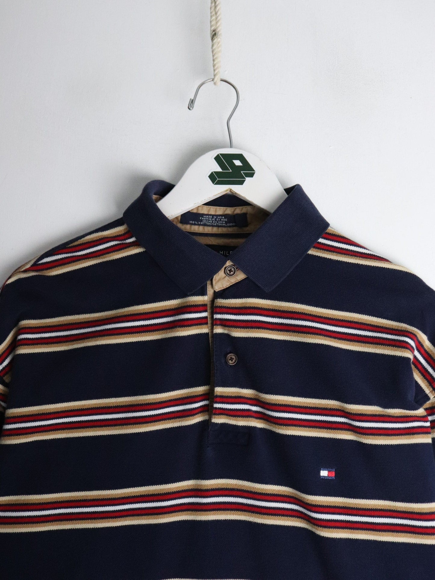 Tommy Hilfiger Button Up Shirts Tommy Hilfiger Polo Shirt Mens Large Blue Striped Rugby