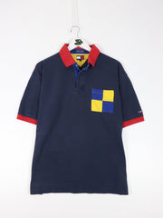 Vintage Tommy Hilfiger Polo Shirt Mens XL Blue Pocket 90s