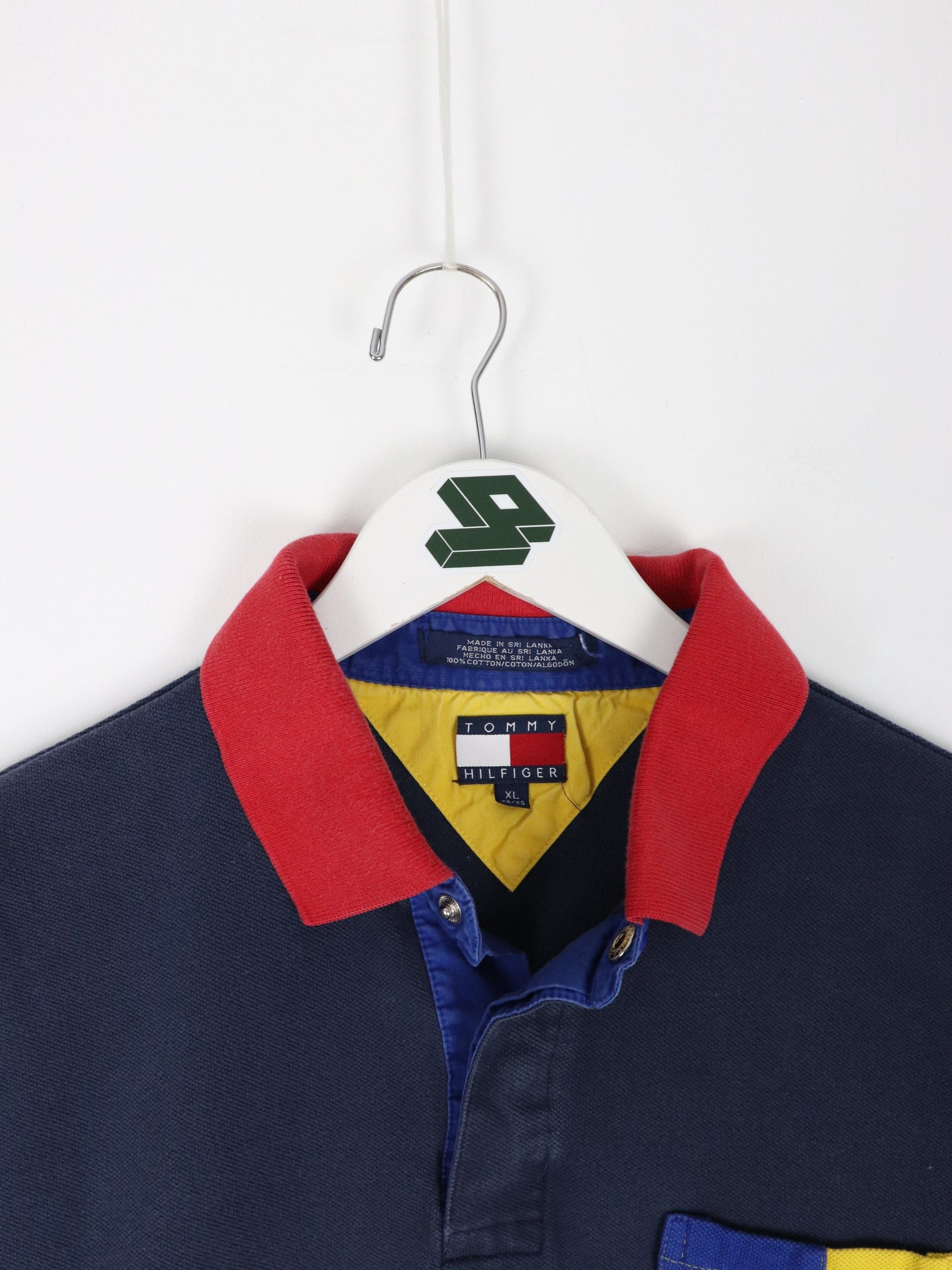 Vintage Tommy Hilfiger Polo Shirt Mens XL Blue Pocket 90s