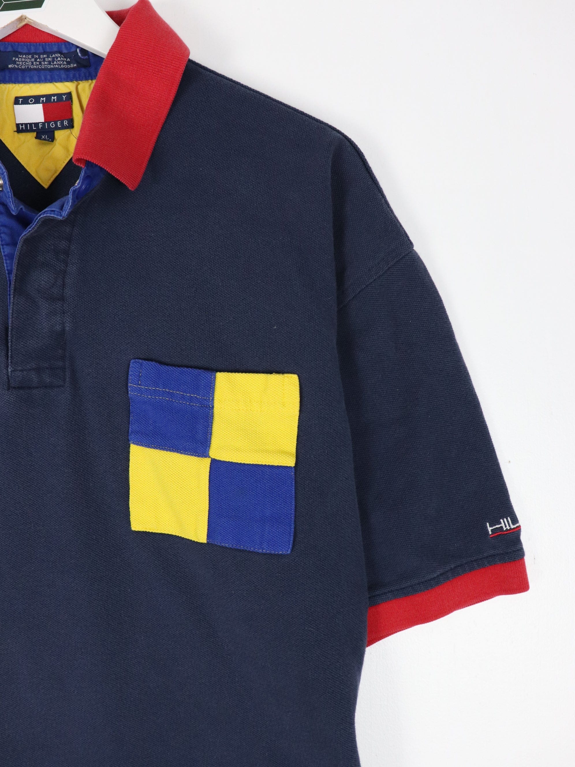 Vintage Tommy Hilfiger Polo Shirt Mens XL Blue Pocket 90s – Proper Vintage
