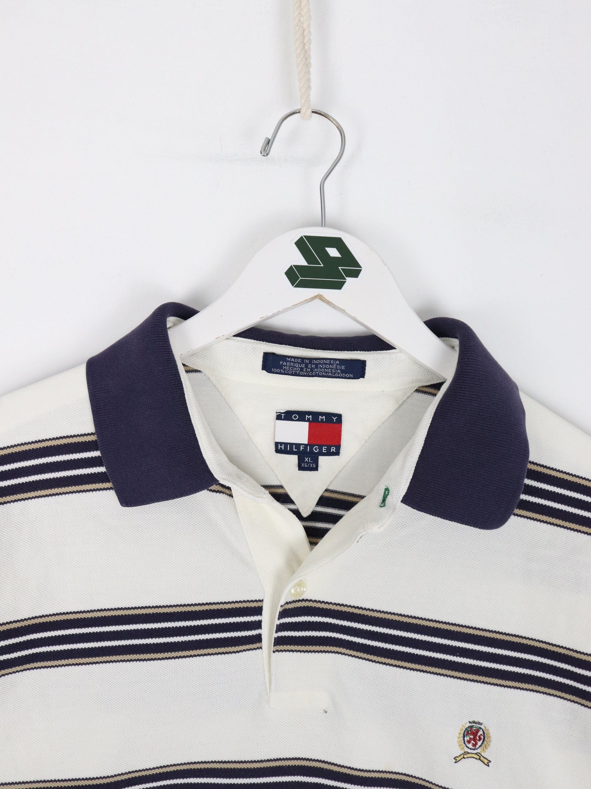 Vintage Tommy Hilfiger Polo Shirt Mens XL White Striped – Proper Vintage