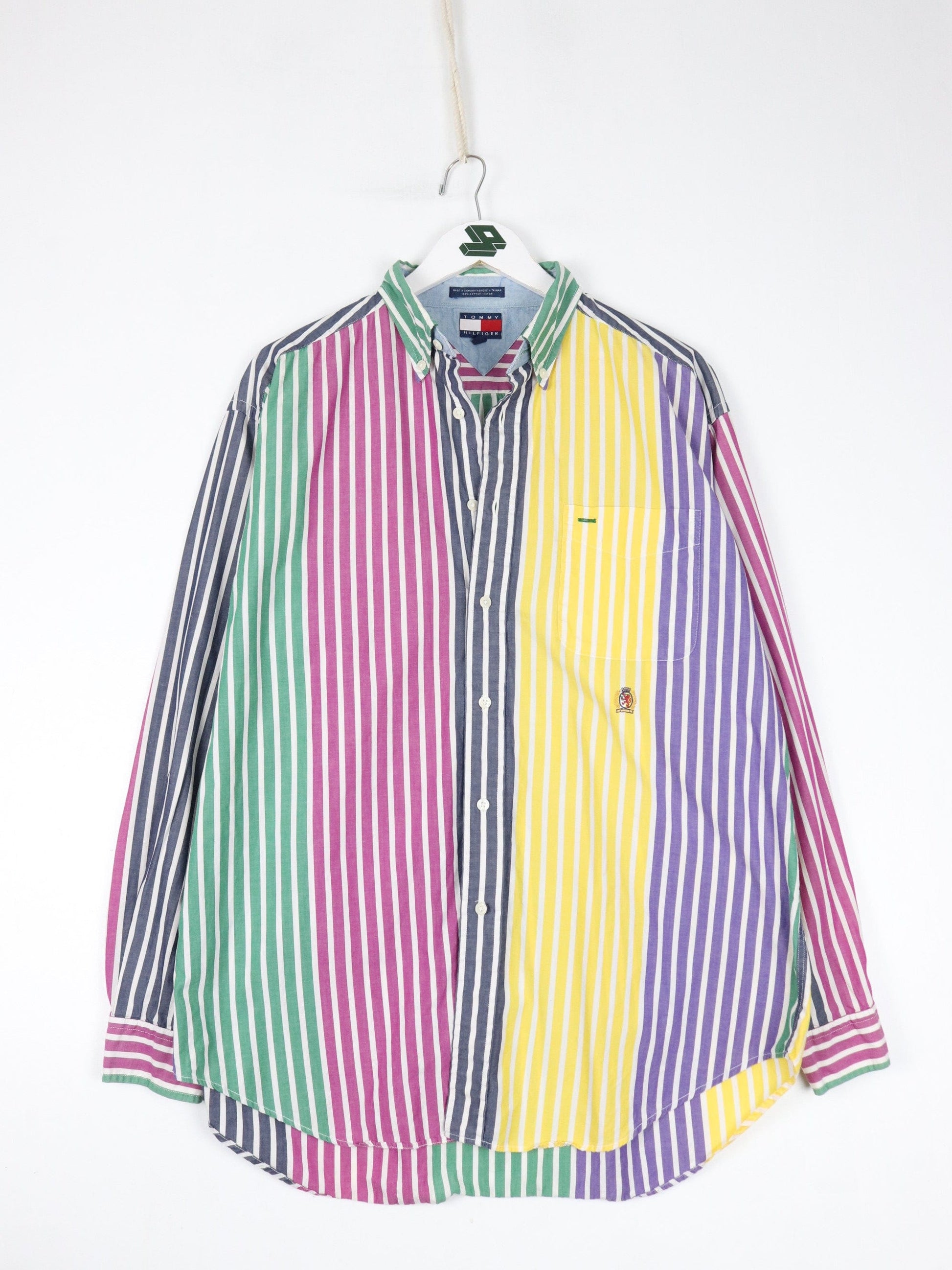 Tommy Hilfiger Button Up Shirts Vintage Tommy Hilfiger Shirt Mens Large Striped Button Up 90s