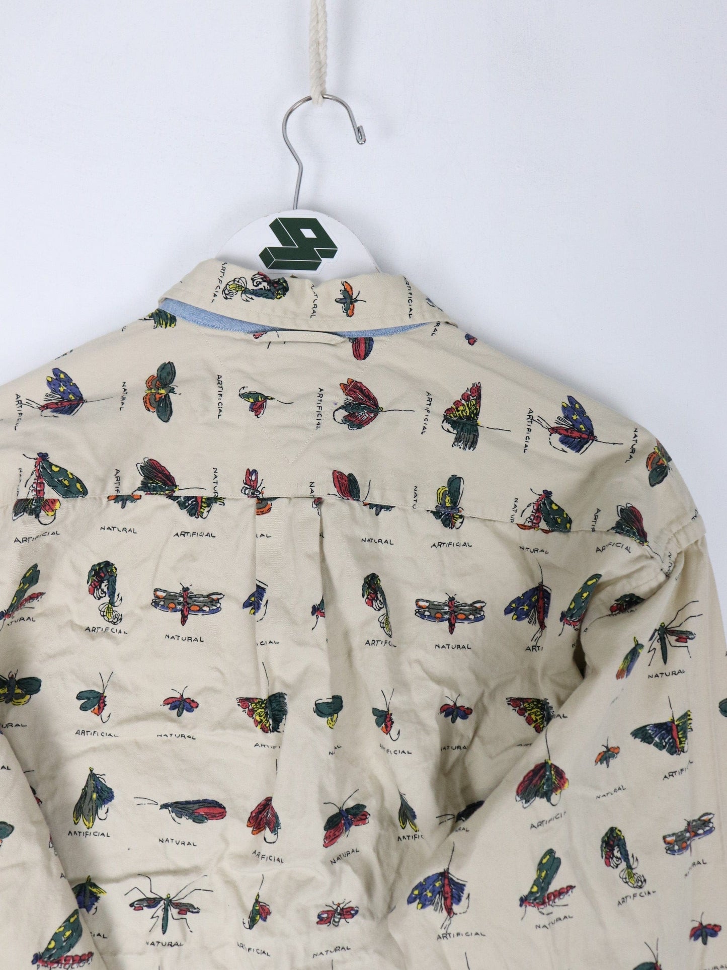 Tommy Hilfiger Button Up Shirts Vintage Tommy Hilfiger Shirt Mens Medium Beige Butterfly Button Up