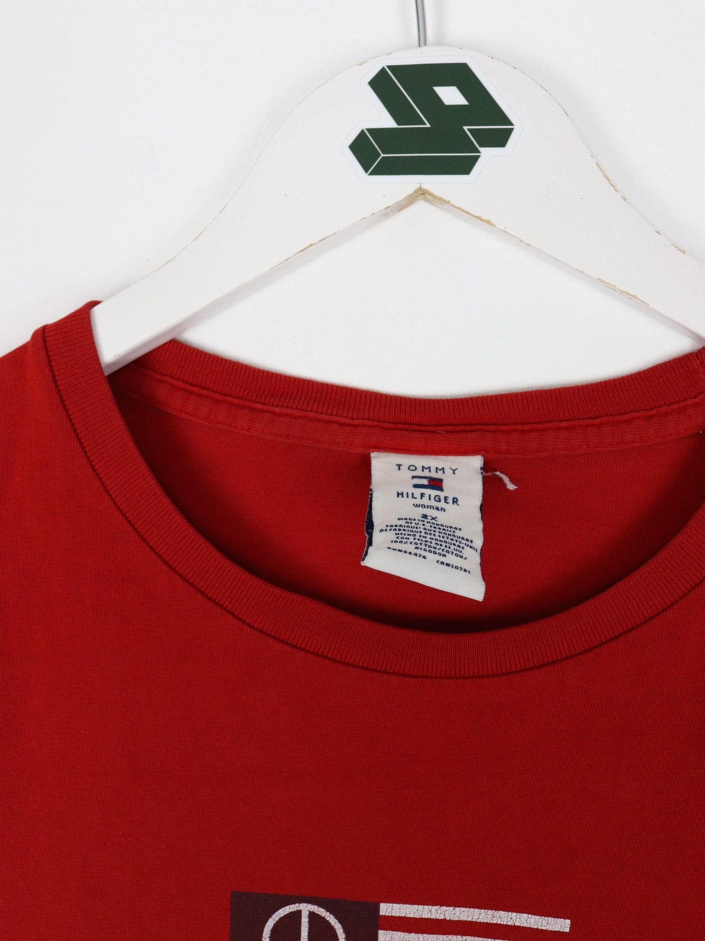 Tommy Hilfiger T Shirt Womens 2X Red Flag USA