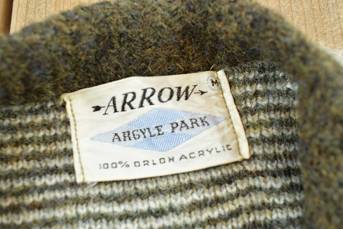 True Vintage 1960s Arrow Argyle Park Acrylic Knit Cardigan Sweater Men's M / 60s Mod Streetwear / Kurt Cobain from propervintagecanada