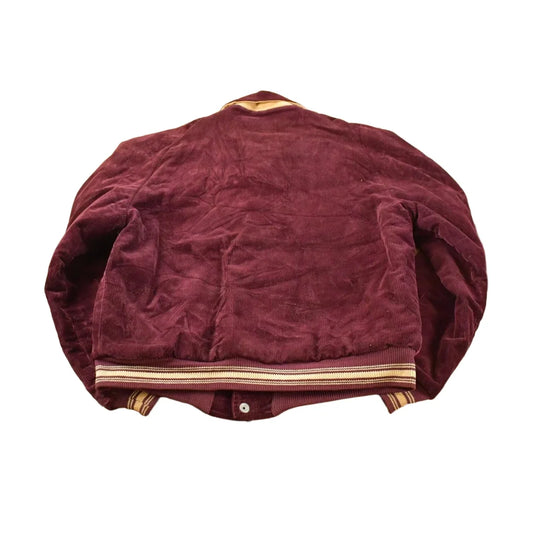 True Vintage 1960s Niagara Sportswear Burgundy Corduroy Chenille Patch School Varsity Bomber Jacket Men's S / Made in USA / 60s Streetwear from propervintagecanada