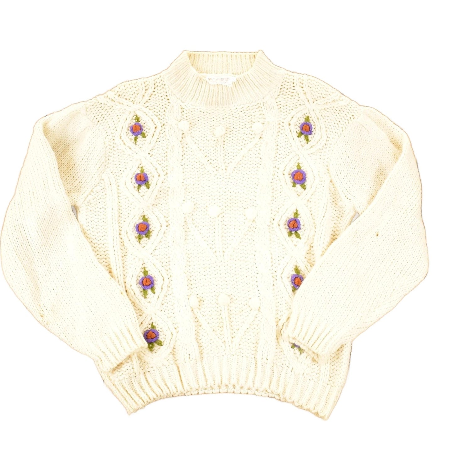 True Vintage 1970s Beldoch Popper Cable Knit Crewneck Sweater Women's L from propervintagecanada