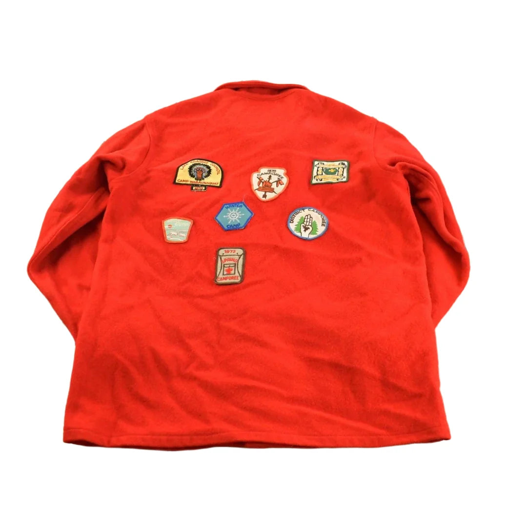 True Vintage 1970s Boy Scouts Of America Wool Button Up Shacket Jacket Shirt Men's L / Patches Badges / Made In USA / Outdoors from propervintagecanada