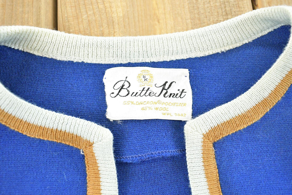 True Vintage 1970s Butte Knit Blue Cardigan Sweater Women's M from propervintagecanada
