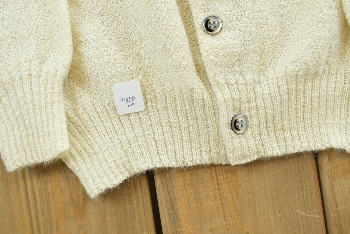 True Vintage 1970s Deadstock Fall River Knitting Mills Peruvian Alpaca Wool Knit Button Up Cardigan Sweater Men's S from propervintagecanada