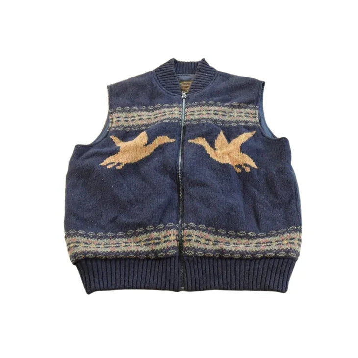 True Vintage 1970s Insulated Wool Knit Duck Vest Jacket Men's M / Outdoorsman / 70s Outerwear / Hunting from propervintagecanada