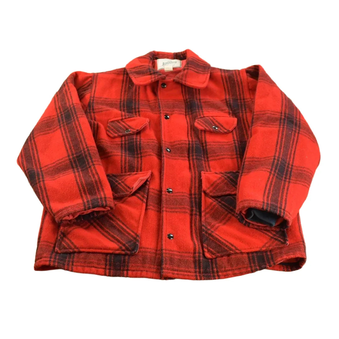 True Vintage 1970s Johnson Wooden Mills Wool Buffalo Check Plaid Hunting Jacket Men's L / 70s Outdoorsman / Made In USA / Full Zip from propervintagecanada