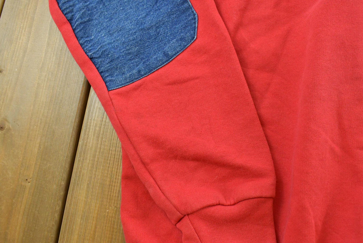 True Vintage 1970s Quarter Zip Denim Accents Collared Sweatshirt Men's XL from propervintagecanada