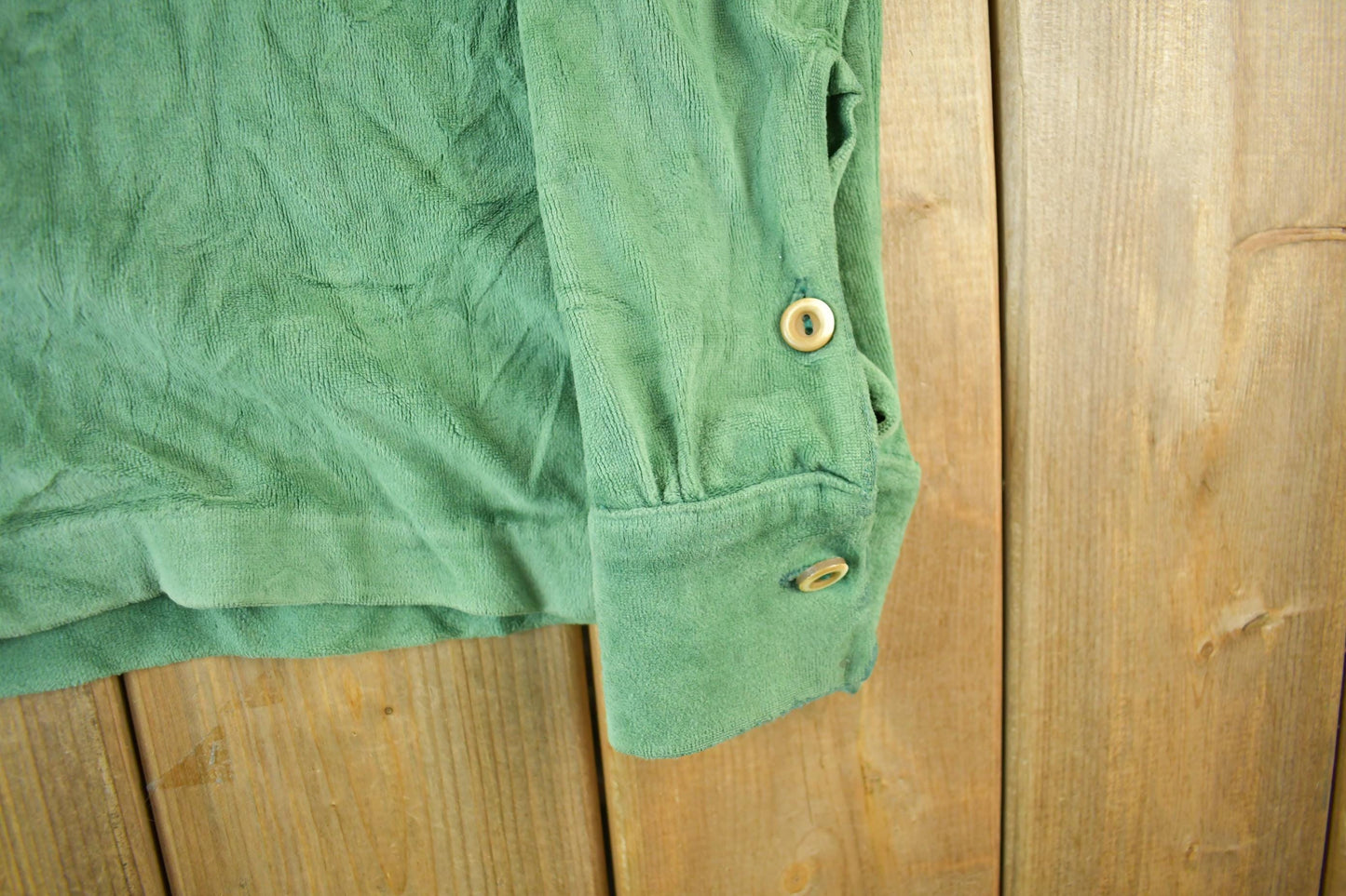 True Vintage 1970s Velour Style Button Up Shirt Men's Medium from propervintagecanada