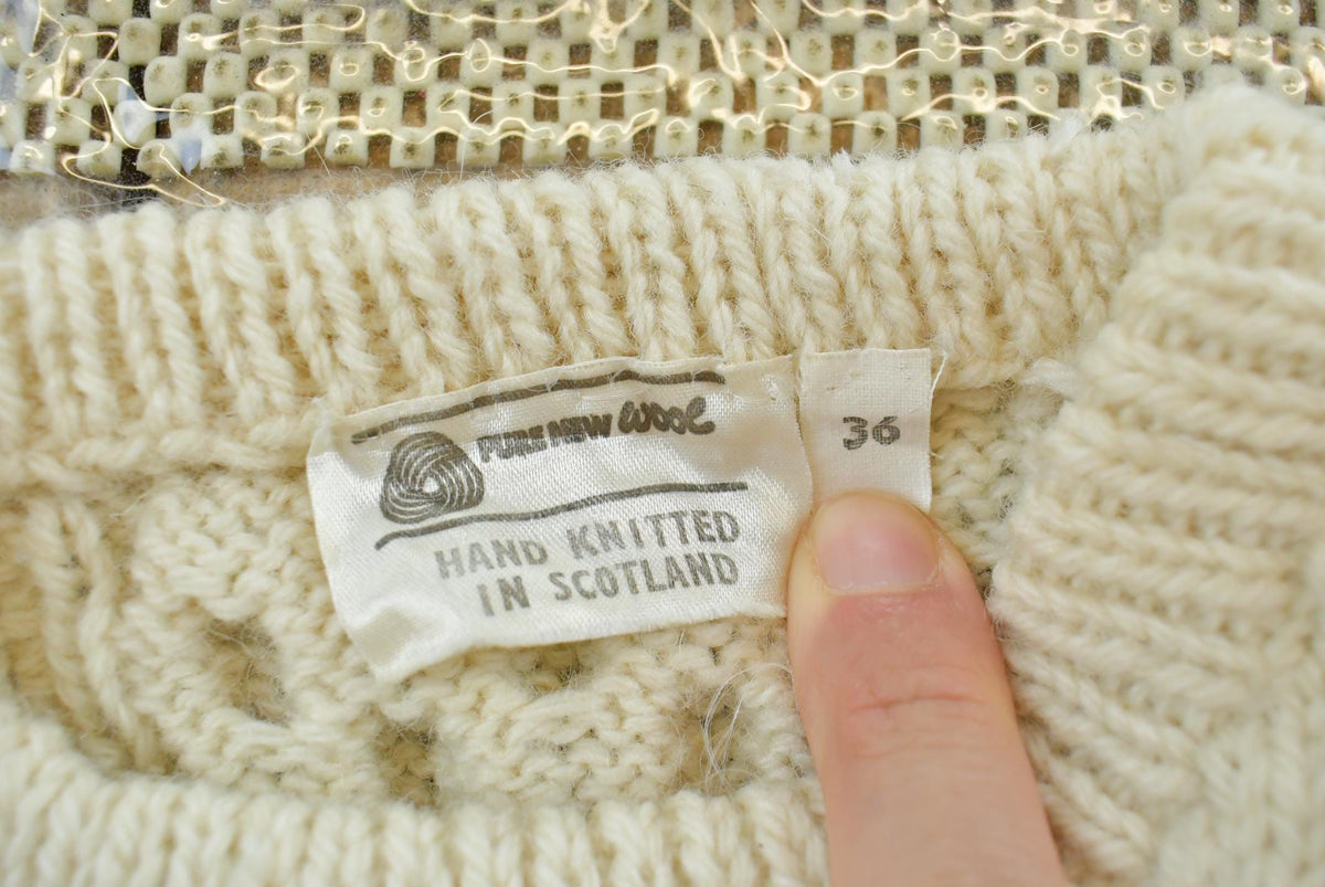 True Vintage 1970s Wool Cable Knit Chunky Sweater Men's S from propervintagecanada