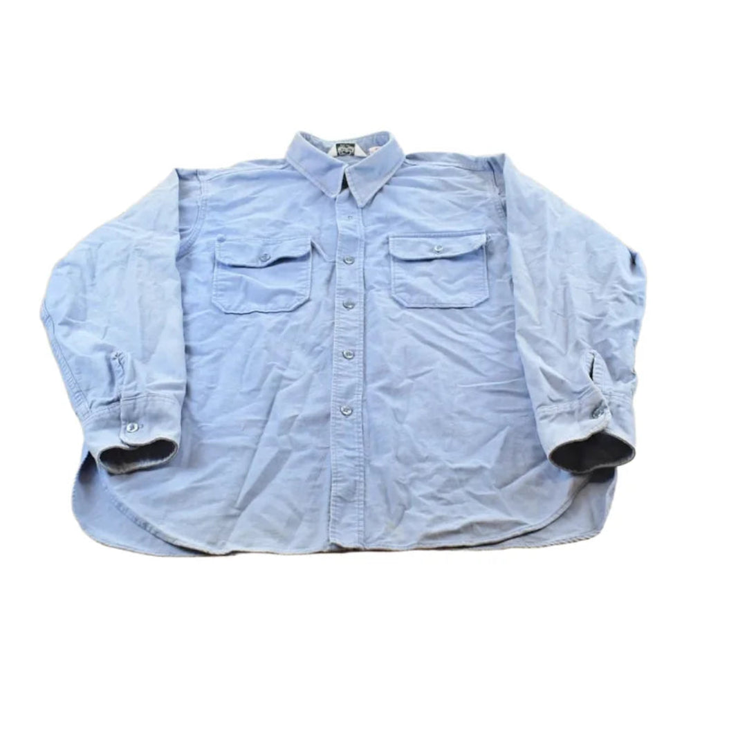 True Vintage 1970s Woolrich Chamois Light Blue Button Up Shirt Men's XL / Basic Layering / Outdoors Flannel / 70s Streetwear from propervintagecanada