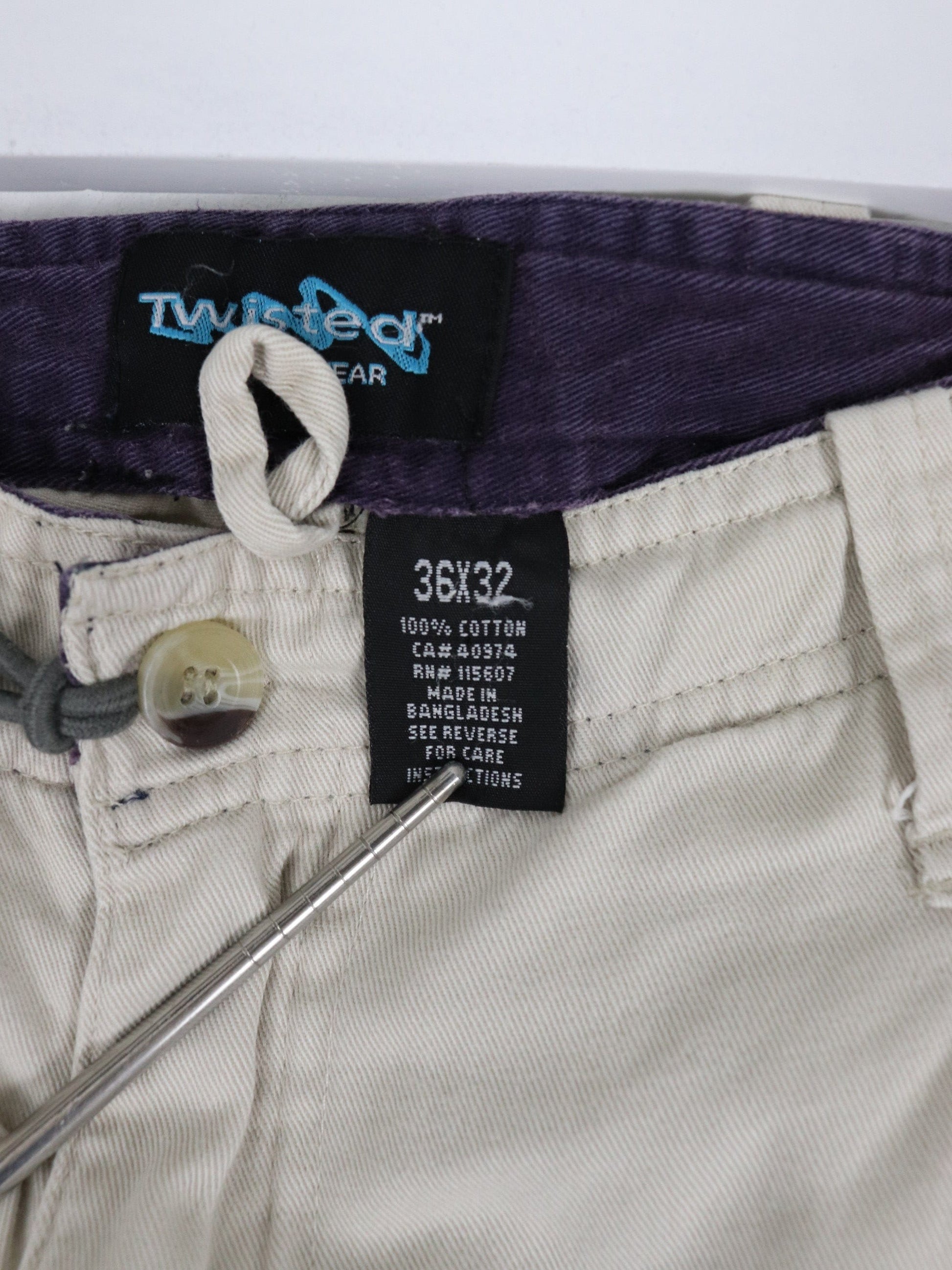 Twisted Wear Pants Fits Mens 36 x 29 Beige Cargo Y2K