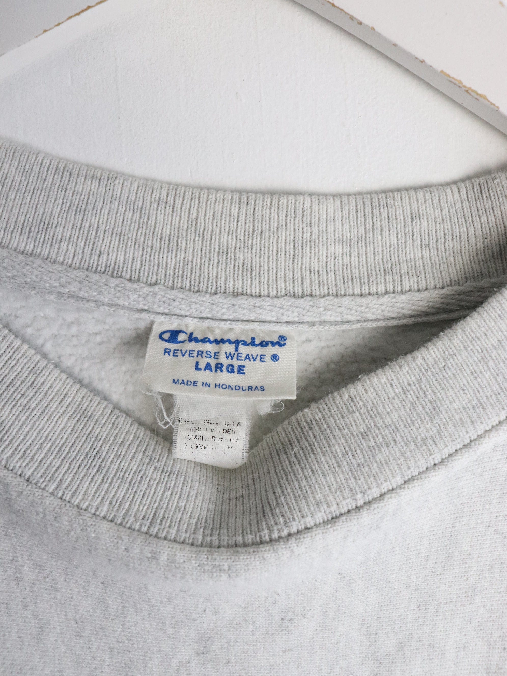 UMASS Boston Sweatshirt Adult Large Cropped Grey Champion Reverse