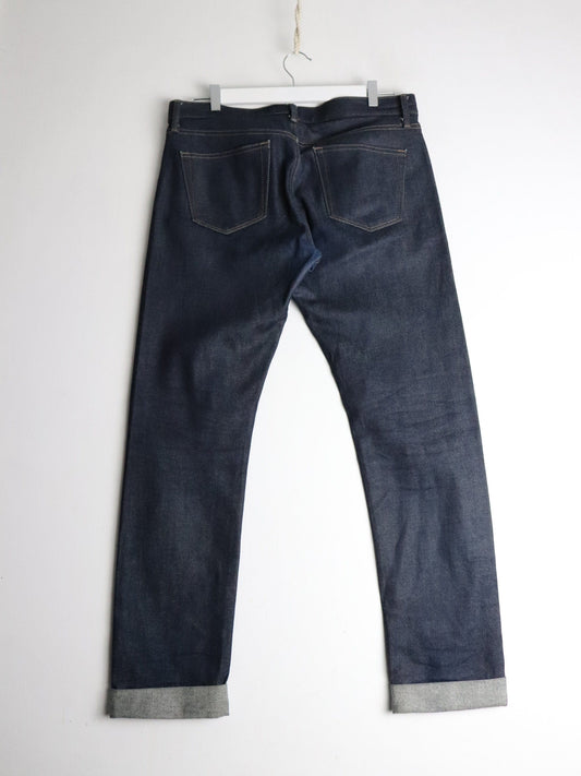 Uniqlo Pants Mens 33 x 34 Blue Raw Selvedge Denim Jeans Straight Fit