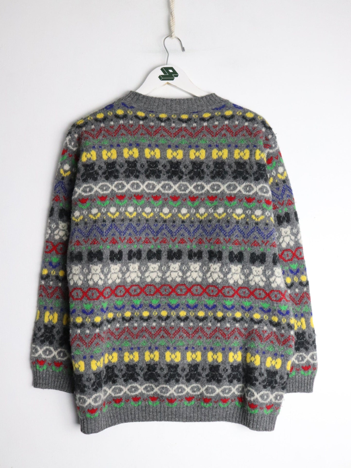United Colors of Benetton Sweater Youth L/XL Grey Wool Blend Knit from propervintagecanada