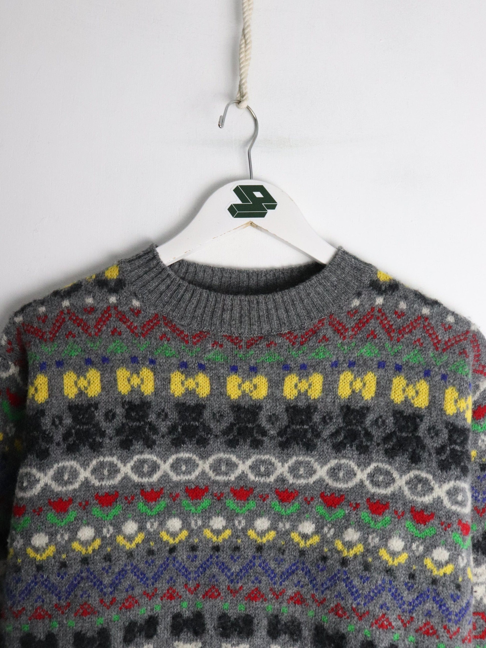 United Colors of Benetton Sweater Youth L/XL Grey Wool Blend Knit from propervintagecanada