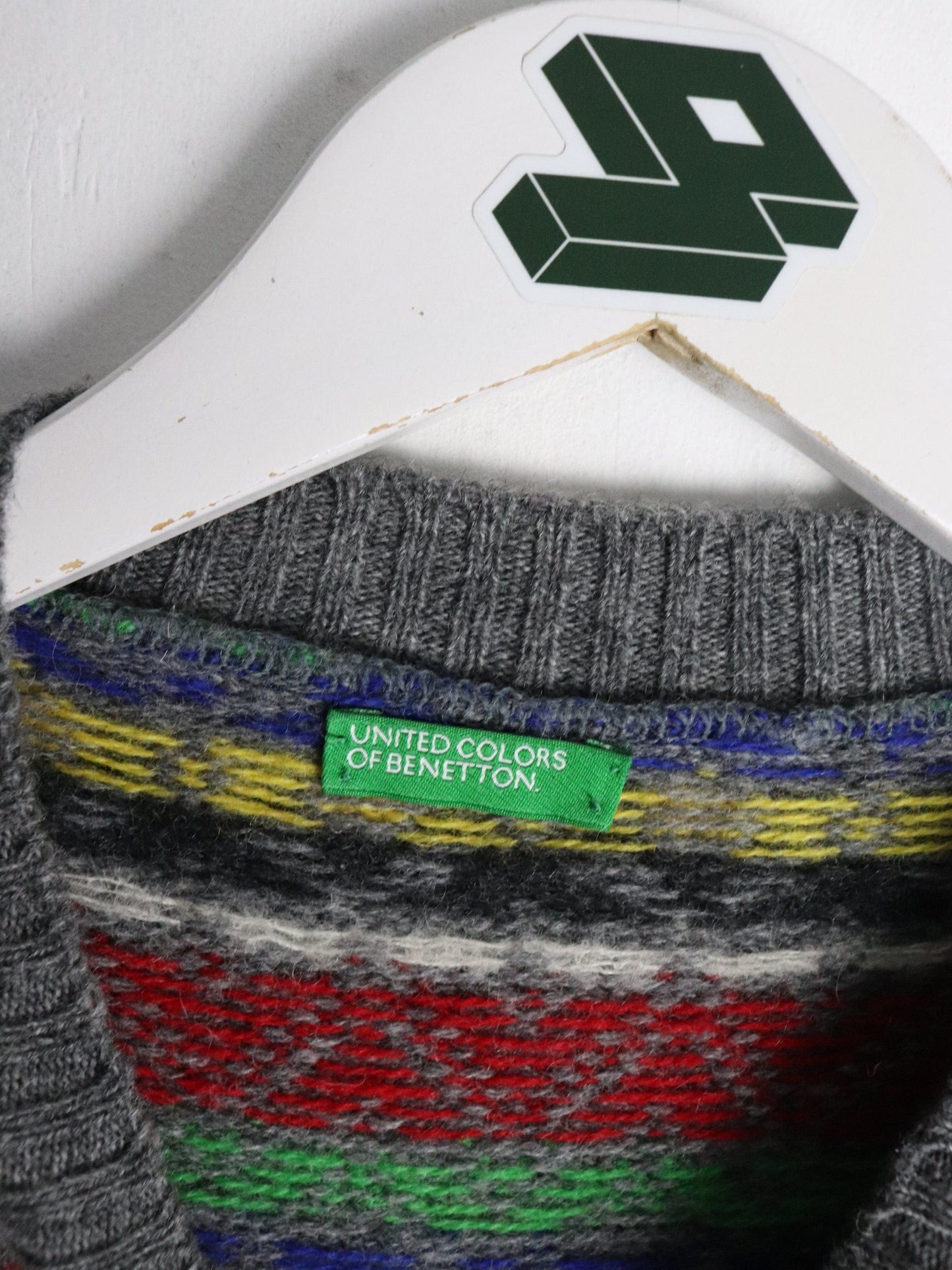 United Colors of Benetton Sweater Youth L/XL Grey Wool Blend Knit from propervintagecanada