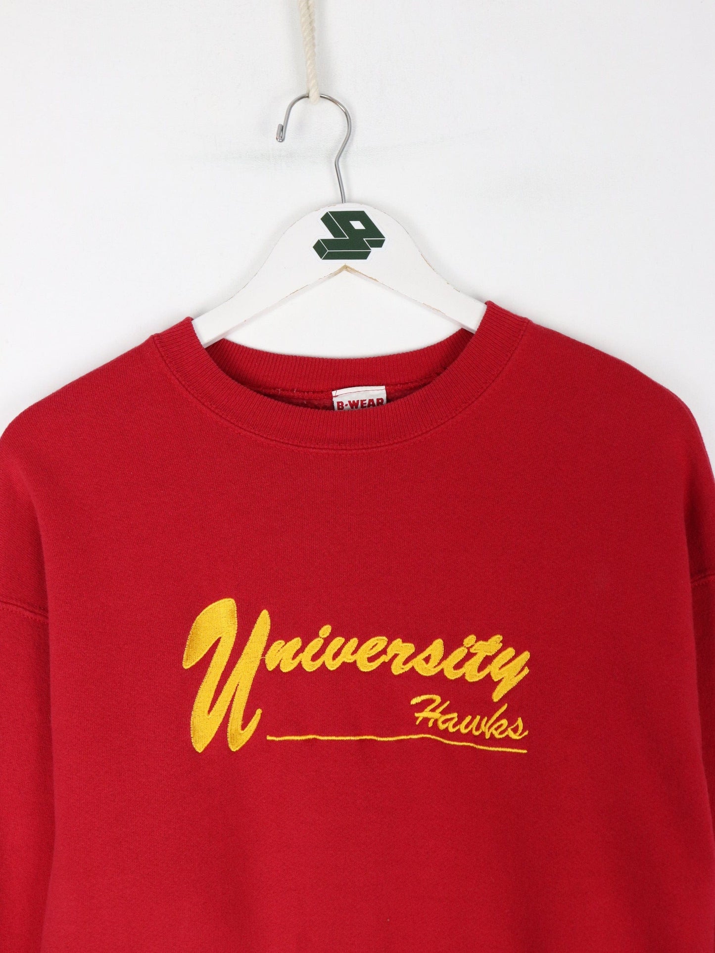 University Hawks Sweatshirt Mens Medium Red Collegiate