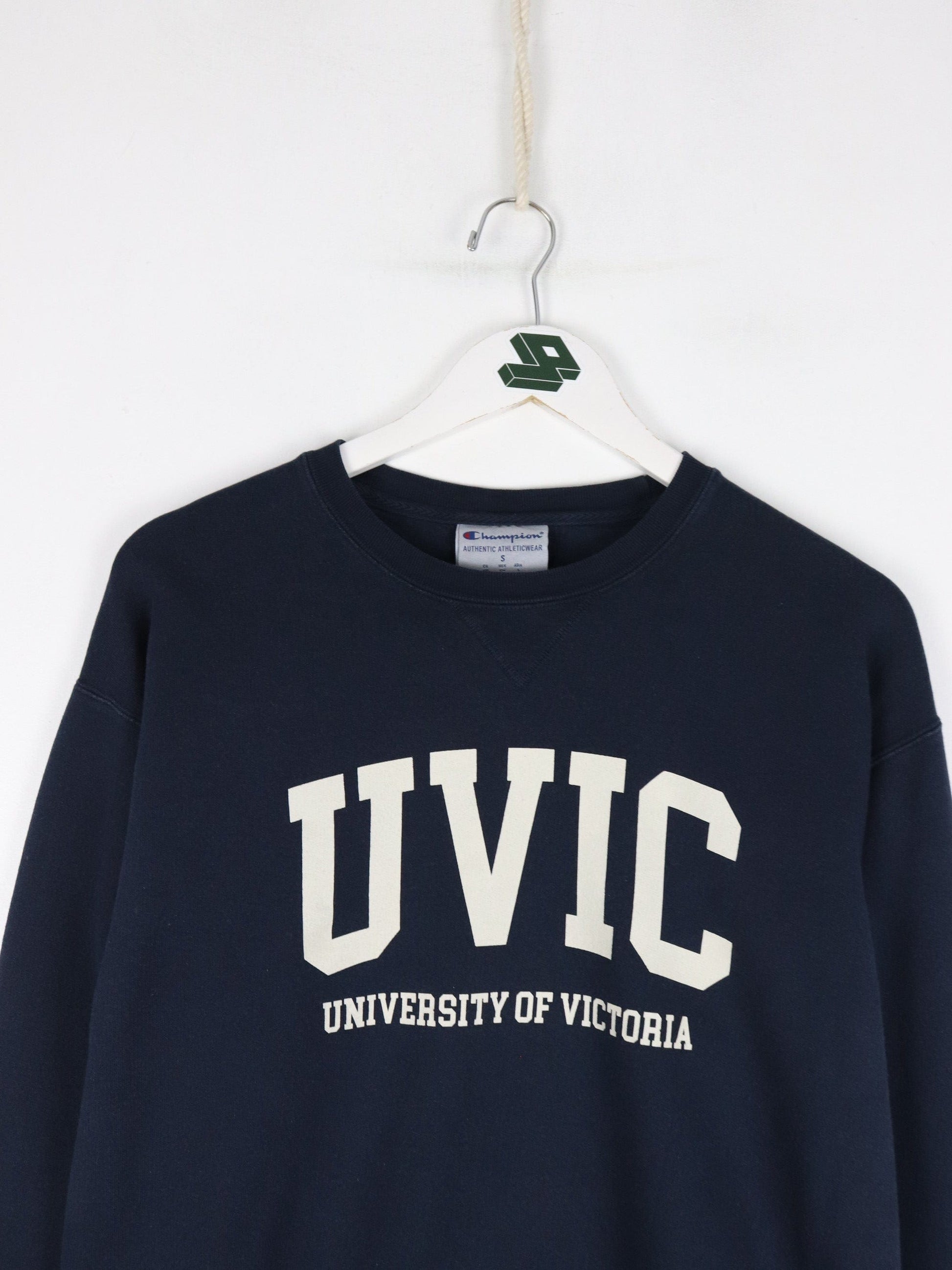 University of Victoria Sweatshirt Mens Small Blue College Champion from propervintagecanada