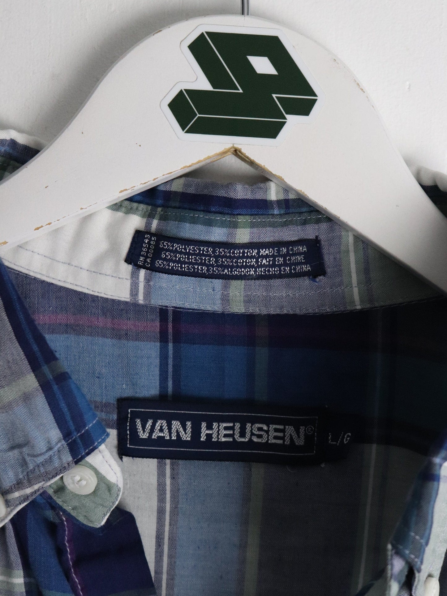 Van Heusen Shirt Mens Large Blue Plaid Button Up from propervintagecanada