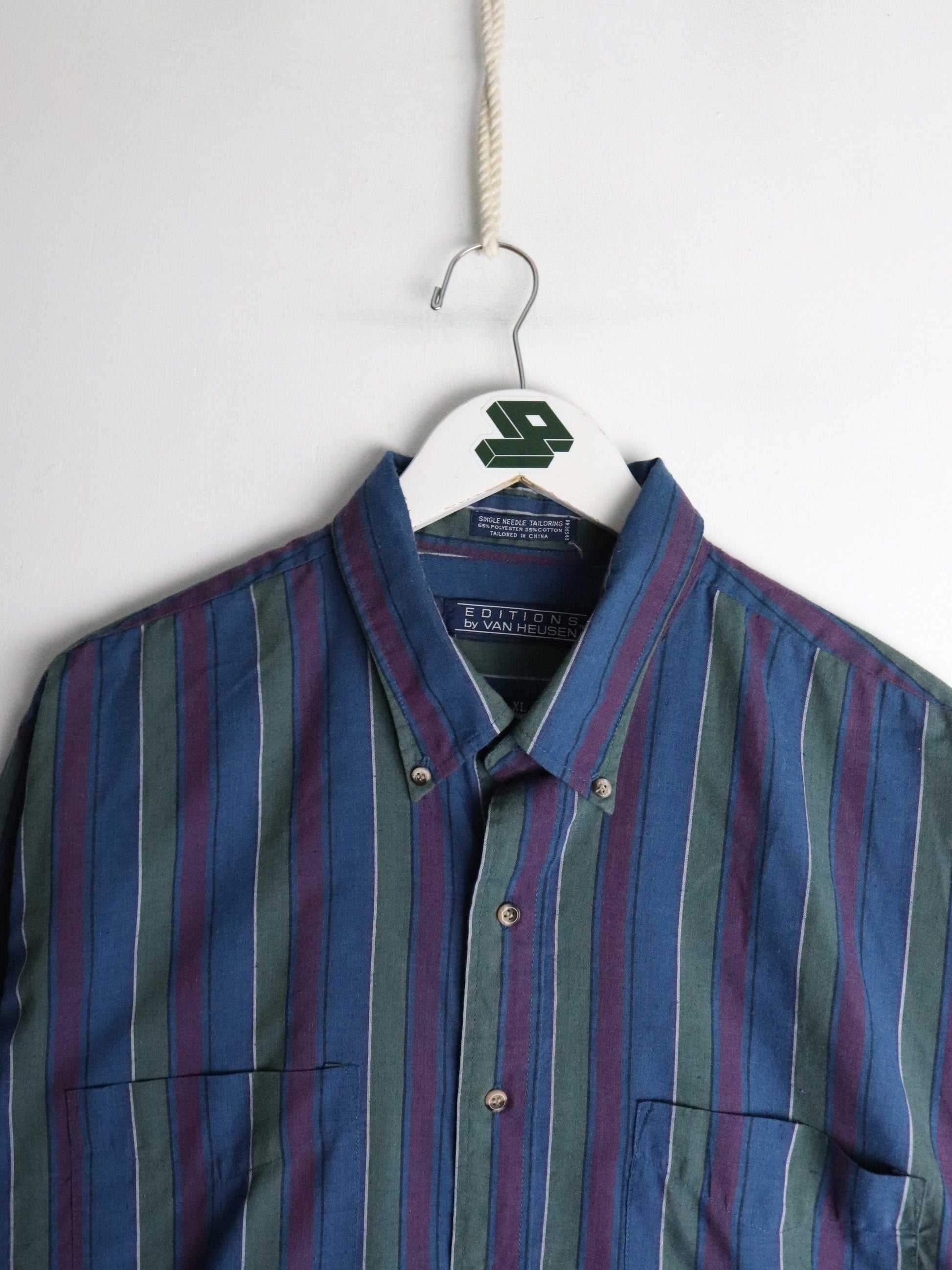 Van Heusen Shirt Mens XL Blue Striped Button Up from propervintagecanada