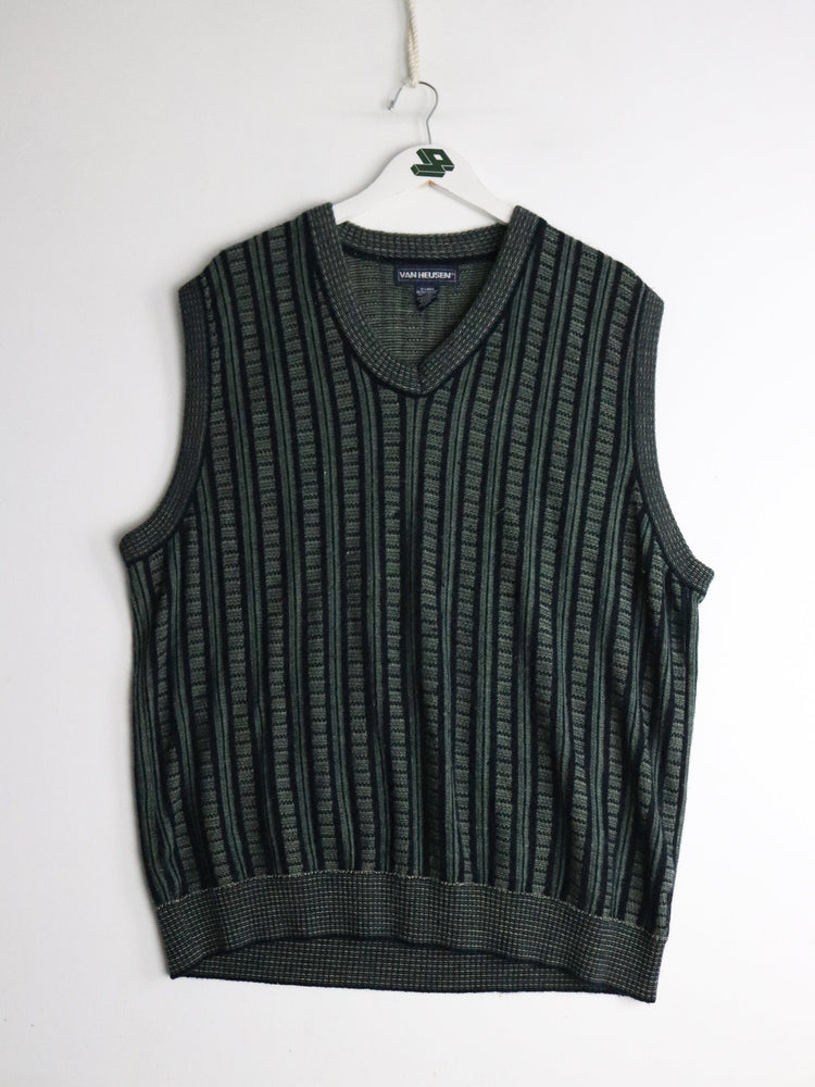 Van Heusen Sweater Mens XL Grey Knit Vest from propervintagecanada