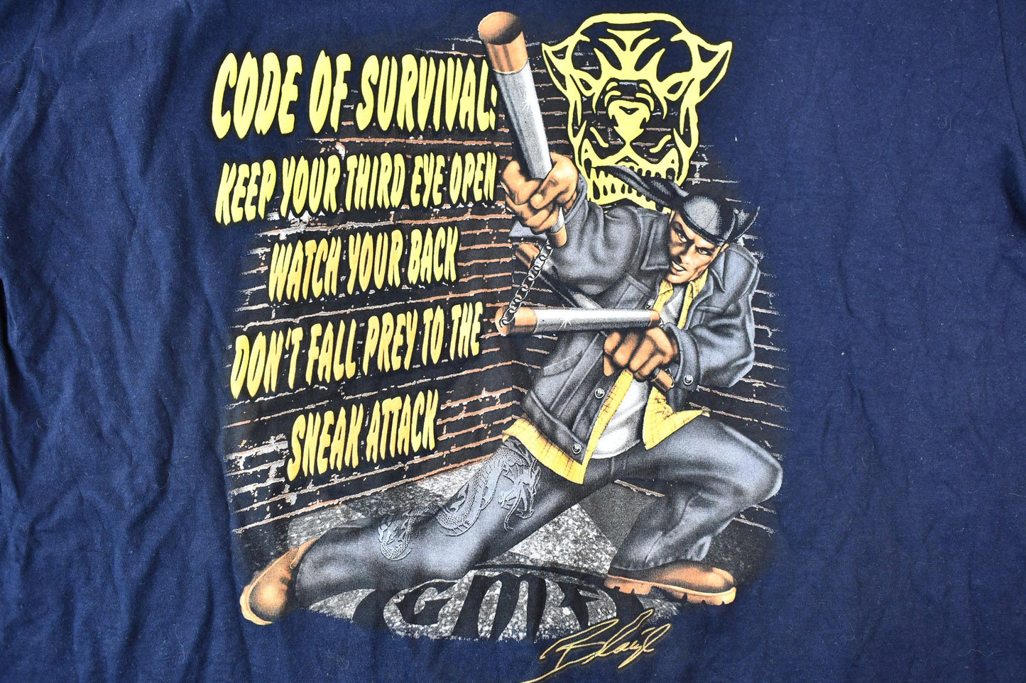 Vintage 00s GMF Ultimate Show of Respect Code of Survival Long-Sleeve Graphic T-Shirt Men's 2XL from propervintagecanada