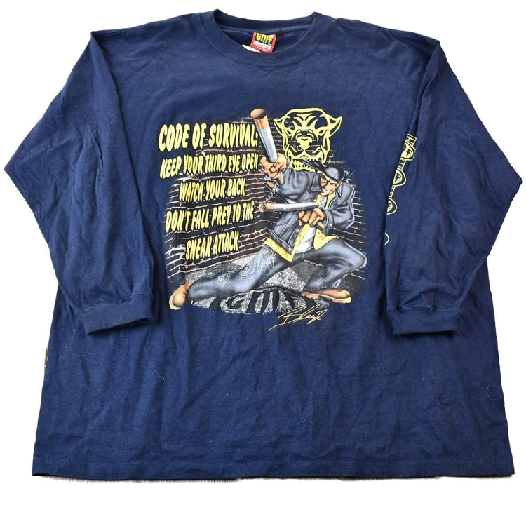 Vintage 00s GMF Ultimate Show of Respect Code of Survival Long-Sleeve Graphic T-Shirt Men's 2XL from propervintagecanada