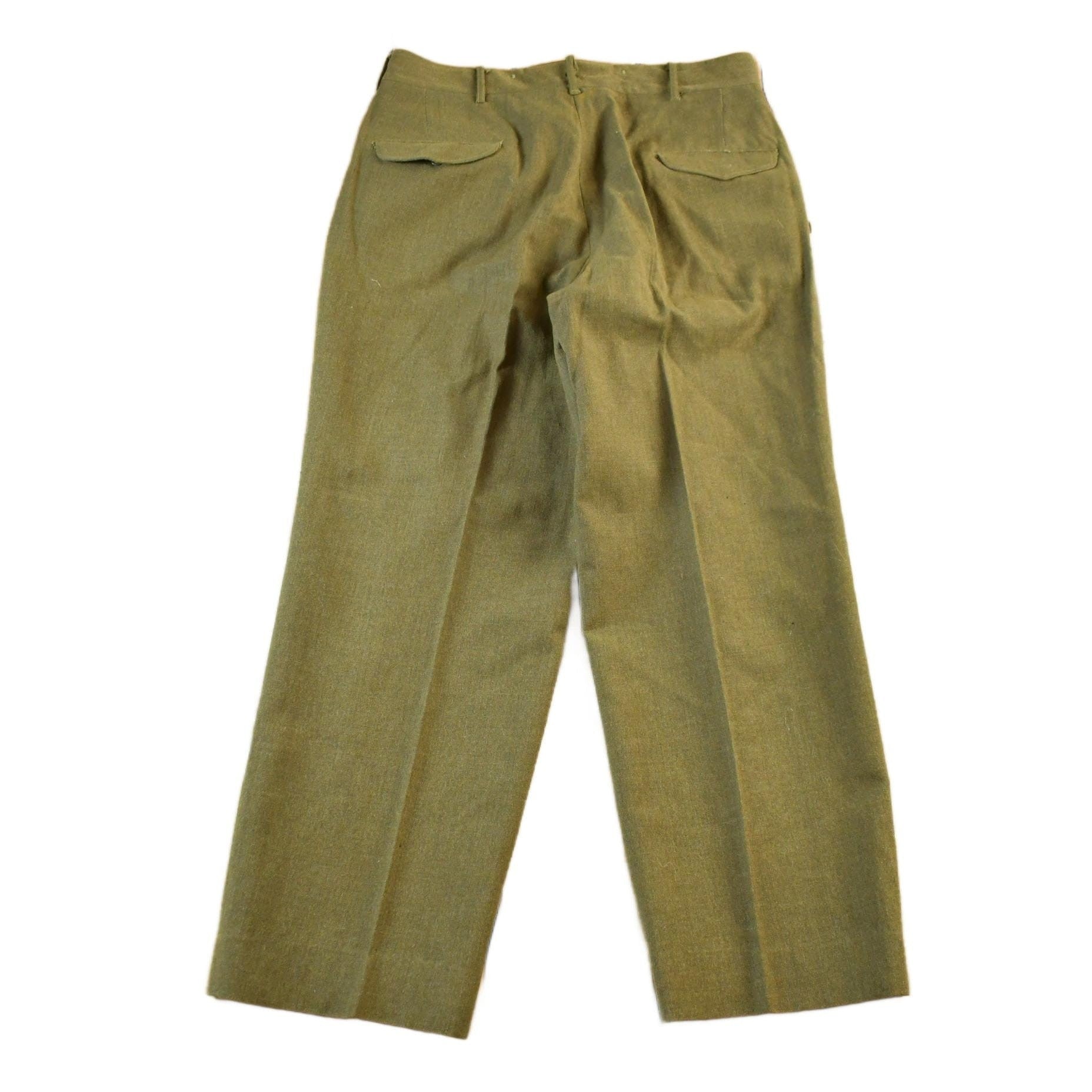 Vintage 1940's WWII Era Military WooI Field Trousers Pants Men's Medium 32 x 28 from propervintagecanada