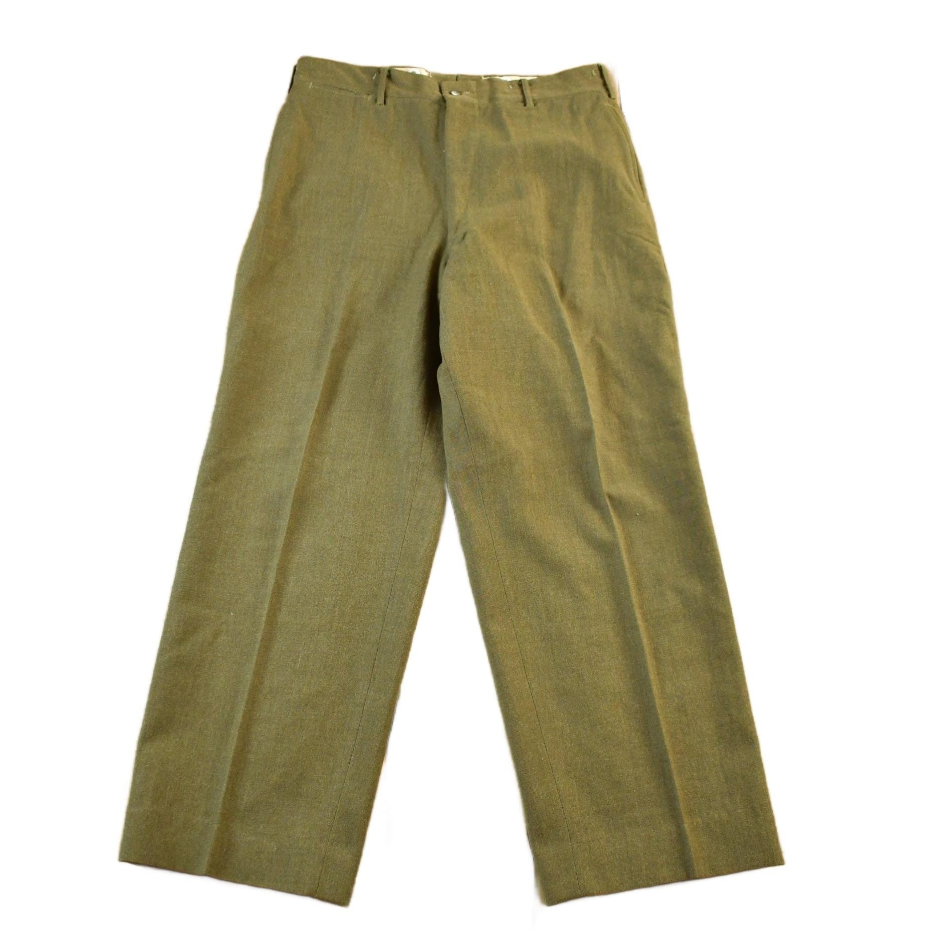 Vintage 1940's WWII Era Military WooI Field Trousers Pants Men's Medium 32 x 28 from propervintagecanada