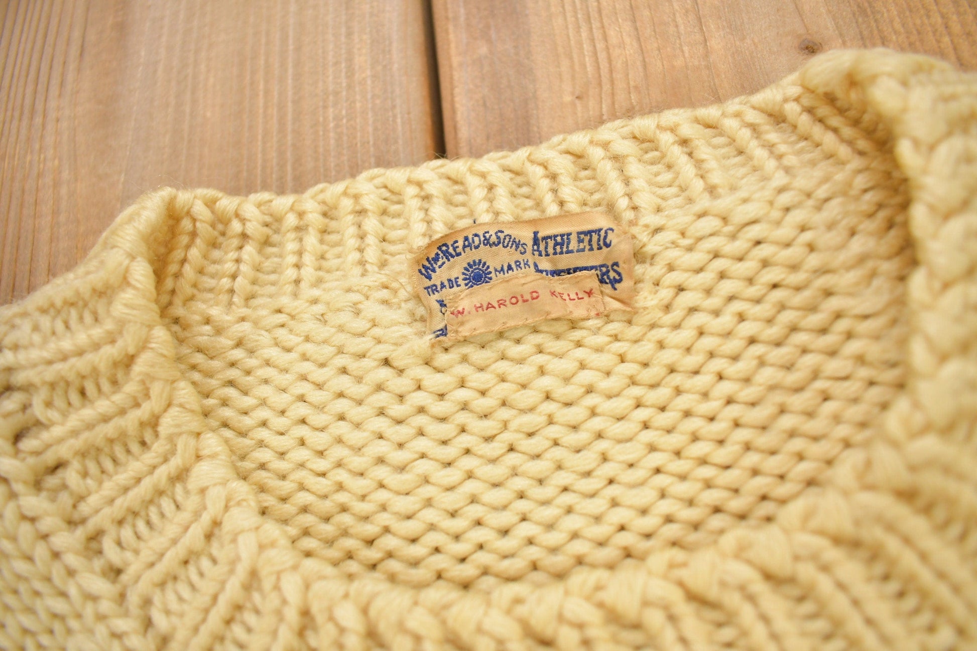 Vintage 1940s 100% Wool Collegiate Knit Crewneck Sweater Men's Medium from propervintagecanada