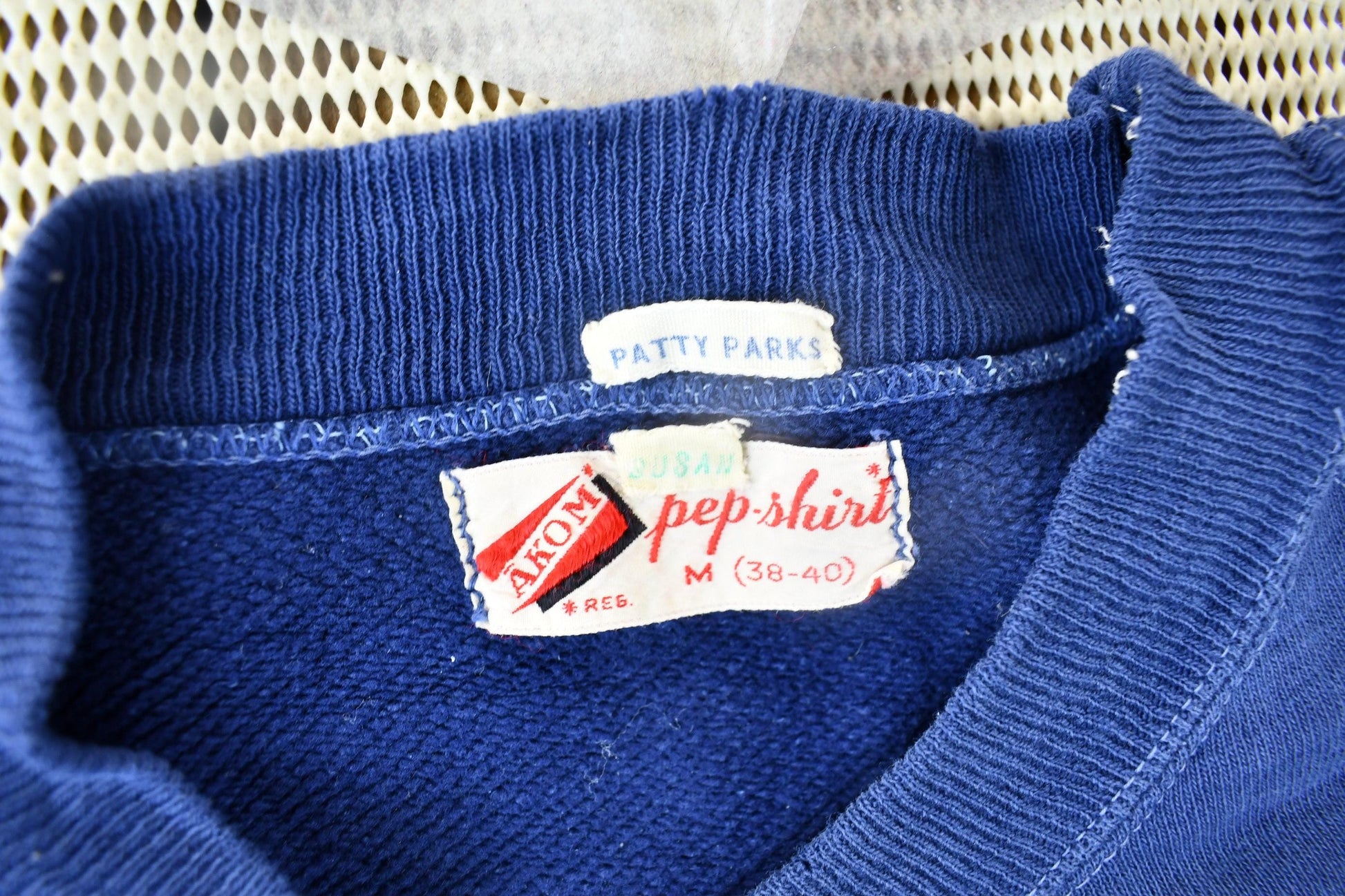 Vintage 1940s Akom Pep-Shirt Blank Navy Blue Crewneck Sweatshirt from propervintagecanada